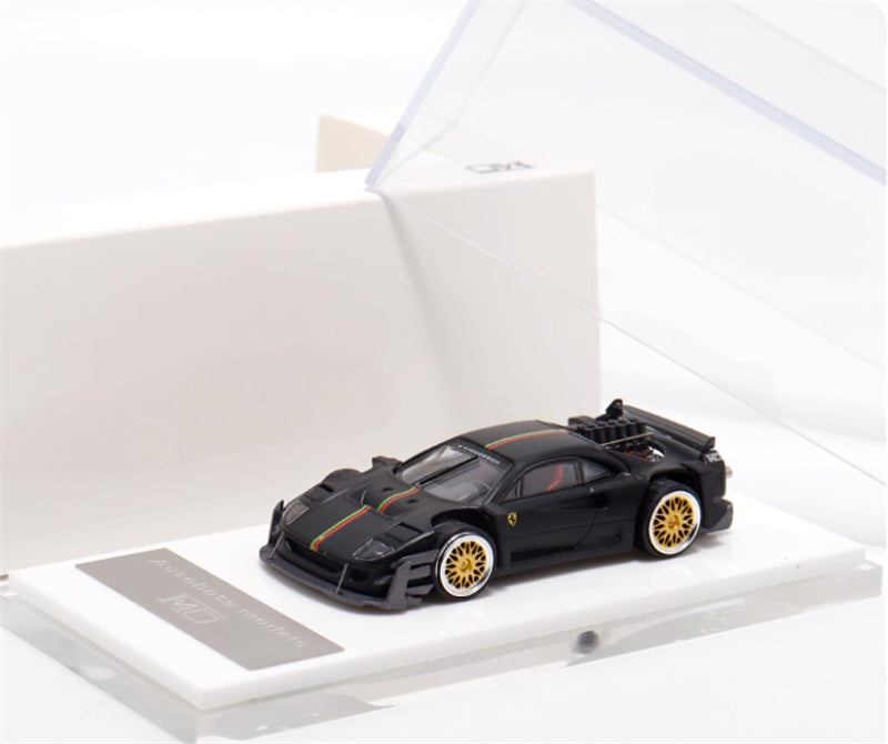 Autobots Models Ferrari F40 Yasid sports car Explosive redesign Black - Gold Wheel Italian Stripes 1:64 Car Pre-built Model view8