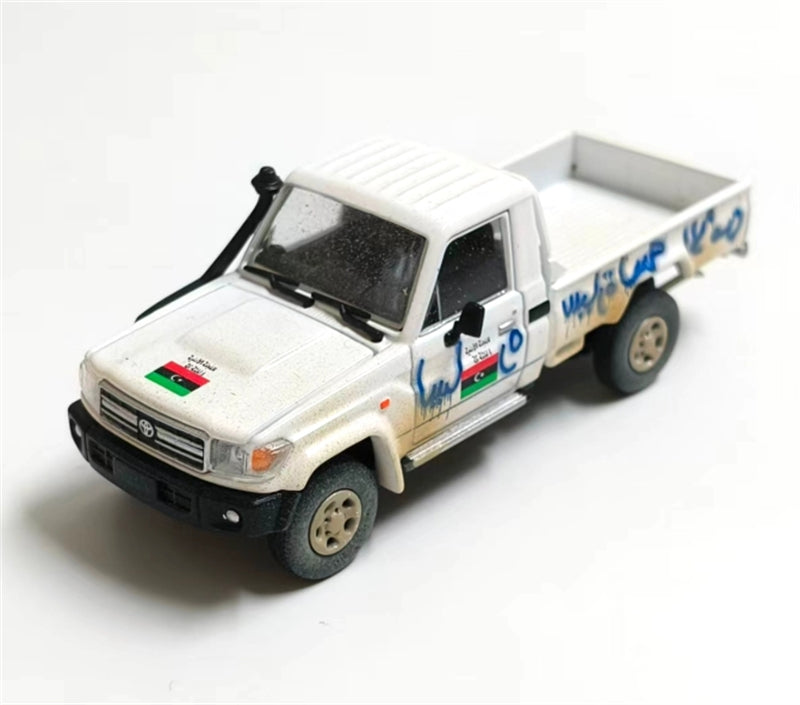 RHINO MODEL Toyota Land Cruiser LC79 White Dirty LX Pickup Truck 1:64 Truck Pre-built Model view1