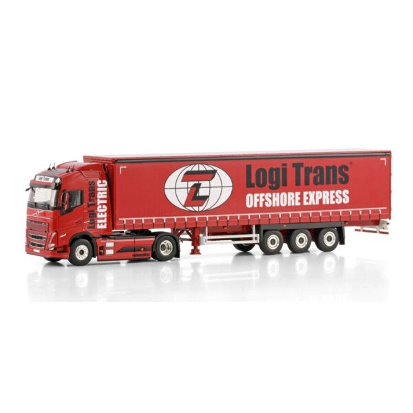 1:50 VOLVO LOGI TRANS FH5 4X2 CURTAINSIDE TRAILER 3 AXLE WSI  Red Diecast Model