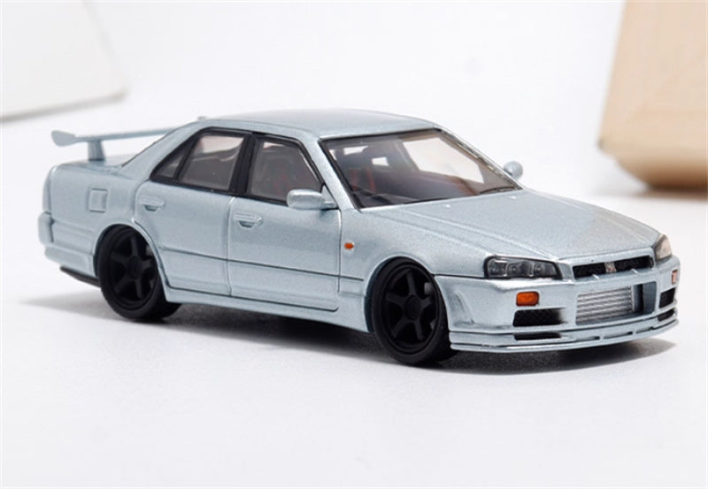 Mortal Nissan GTR ER34 25GT SKYLINE URAS Modified Edition Ice Blue - Regular Edition (Black Wheel) Limited Edition 1:64 Car Pre-built Model view1
