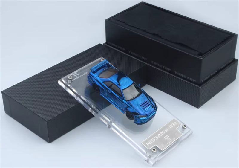 TIME TOP Nissan GTR R34 Carbon Electroplating Blue Limited Edition 999PCS ONLY 1:64 Car Pre-built Model view4