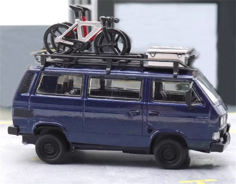 Master Volkswagen T3 Van Blue with Accessories 1:64 Car Pre-built Airliner Model Display view3