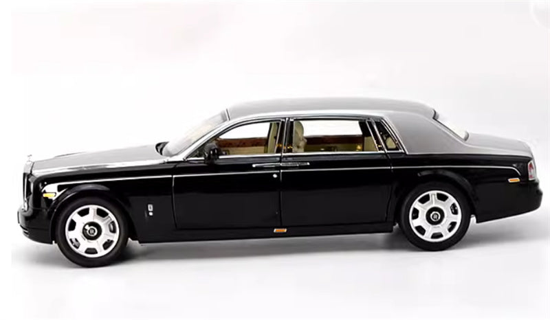 KYOSHO Rolls Royce Phantom Extended Edition Black silver dual color Silver emblem off white interior 1:18 Car Pre-built Model view5