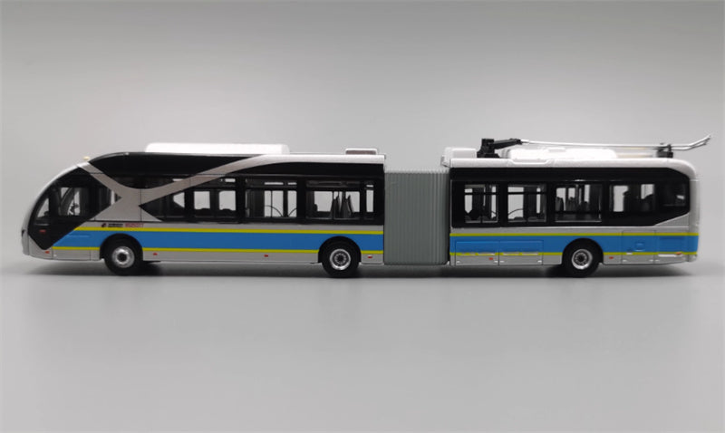 Beijing Public Transport BJD-WG180N Beijing Bus BTR3 Youth Civilization articulated trolley bus Beijing Bus Packaging Blue - Silver 1:110 Bus Pre-built Model view5