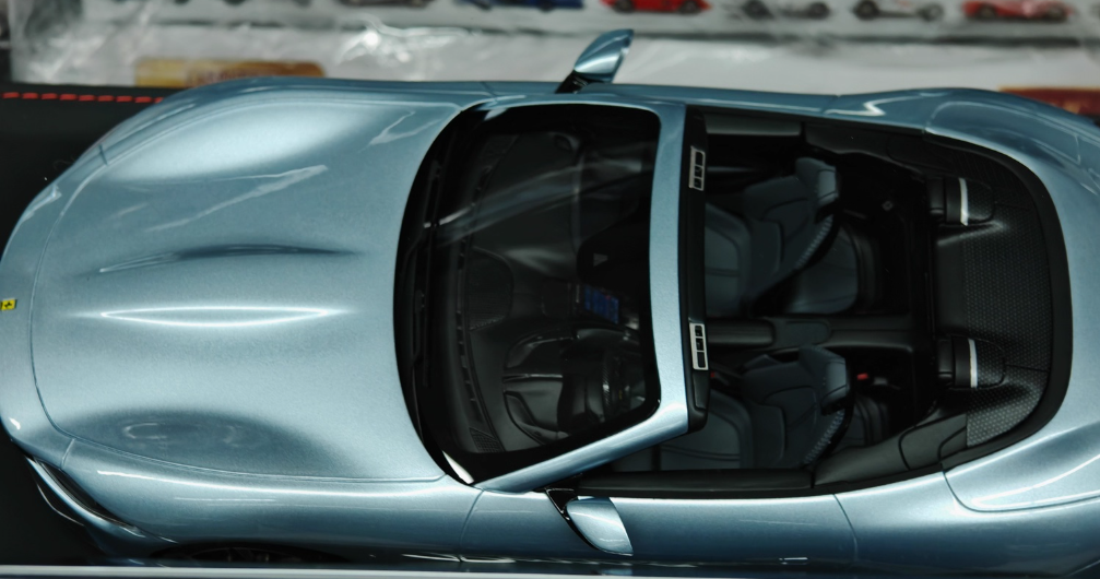 BBR MODELS Ferrari Roma Spider convertible Ice blue 1:18 Car Pre-built Model view3