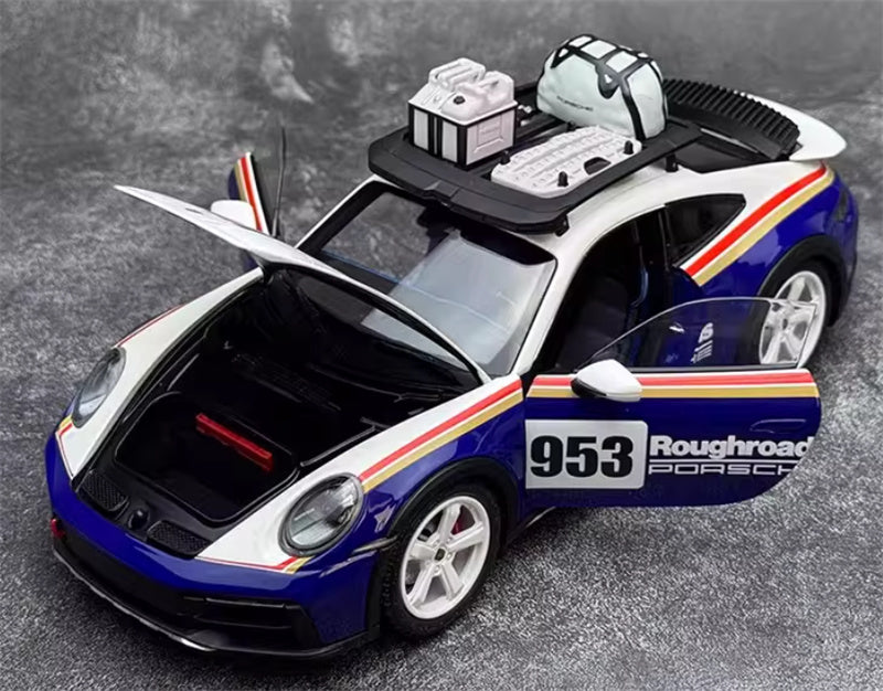 1:18 PORSCHE 911 #953 DAKAR 2022 blue white  MINICHAMPS Off road version w/ ROOF RACK DIECAST Car Model