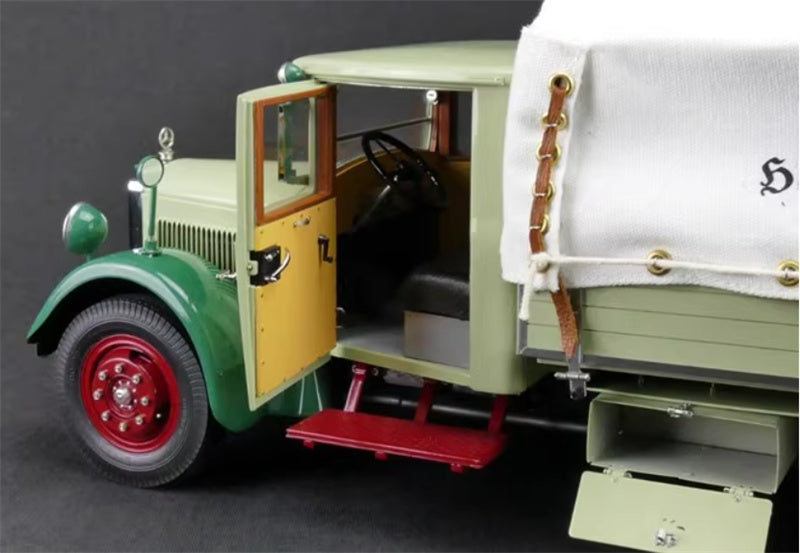 CMC Mercedes Benz LKW LO2750 Truck Transport w/ Tarpaulin Green 1:18 Truck Pre-built Model view5