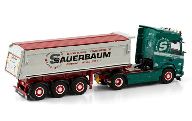WSI DAF XF 4X2 TIPPER TRAILER-3 AXLE SAUERBAUM 1:50 Truck Pre-built Model