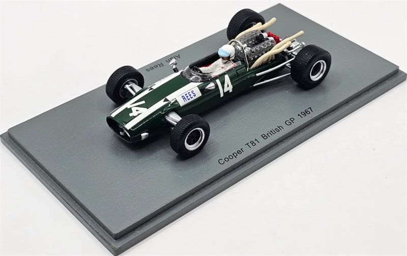 Spark Cooper T81 #14 British GP 1967 Alan Rees Green 1:43 Car Pre-built Model view1