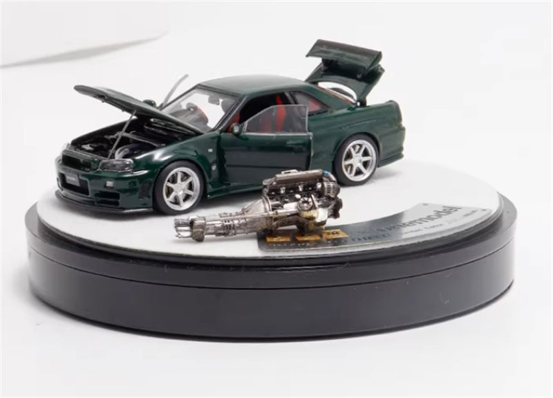 1:64 Nissan Nismo GTR R34 Z-TUNE Luxury Box Limited Edition 999pcs ONLY  British Green PGM x onemodel DIECAST Model