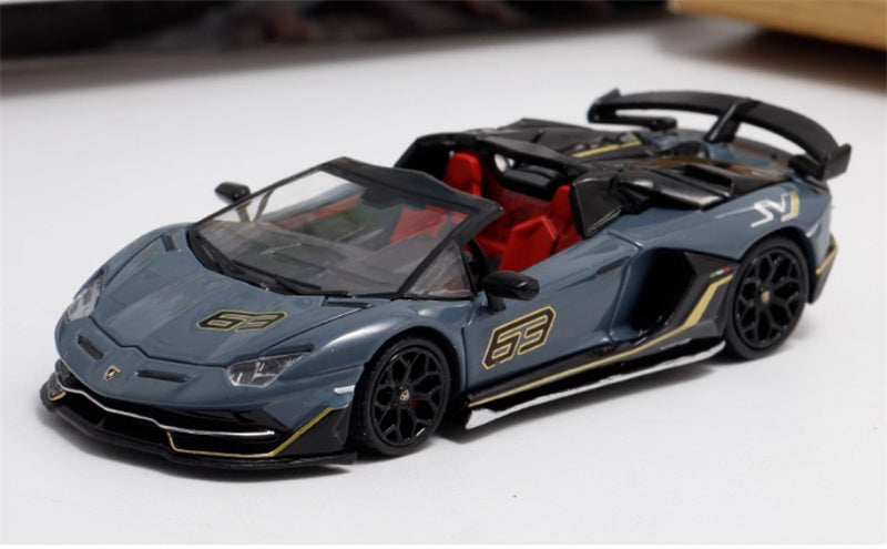Rhino Model Lamborghini Aventador SVJ 63 Roadster Grey convertible 1:64 Car Pre-built Model view9