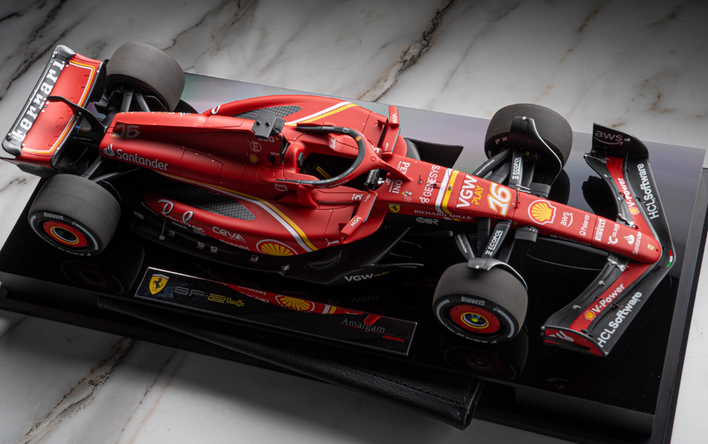 Amalgam Ferrari SF24 Racing Australian Grand Prix Leclerc #16 Santander V-Power VGW Play aws Palantir Richard Mille Ceva HCLSoftware Peroni Ray-ban 1:18 Car Pre-built Model view1