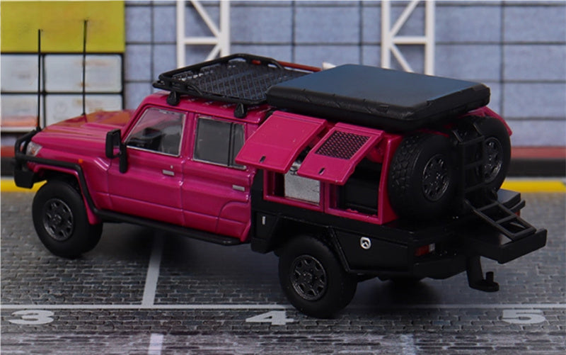 Autobots Models Toyota Land Cruiser LC79 Pickup Camping Vehicle Pink Double Row 1:64 Truck Pre-built Model view4
