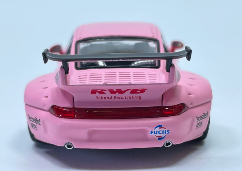1:64 Porsche RWB 993 Matte Pink Hooters #98 Model model DIECAST Civil Car Model