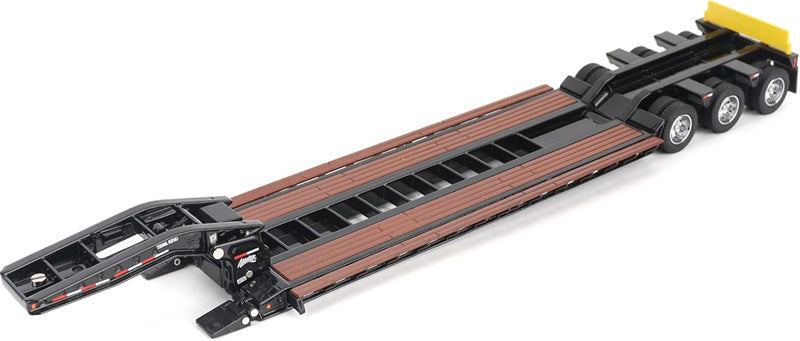 CATERPILLAR Trail King TK120 Hydraulic Detachable Gooseneck Lowboy Trailer in Black - Outrigger Version 1:50 Truck Pre-built Model