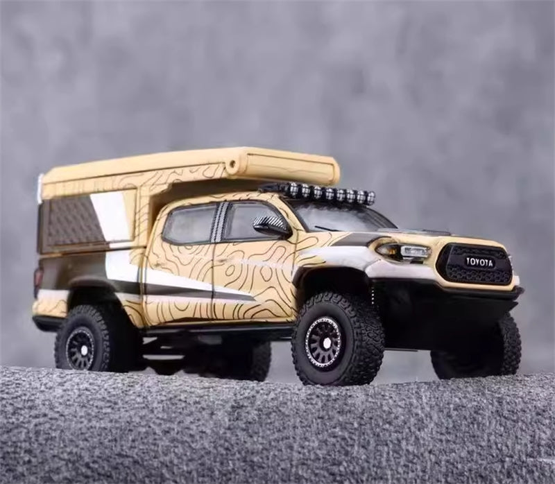GCD TOYOTA Tacoma Camper Off-Road SUV sandy yellow LHD 1:64 Truck Pre-built Model view3