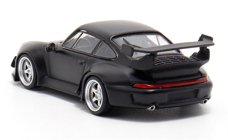 DECODE Porsche RWB 993 matte black - silver wheel RAUH - Welt 1:64 Car Pre-built Model view2