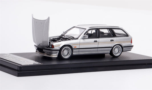 Mortal BMW E34 ALPINA B10 TOURING 5 Series wagon silver Gold Strip Limited Edition 999PCS ONLY 1:64 Car Pre-built Model view1