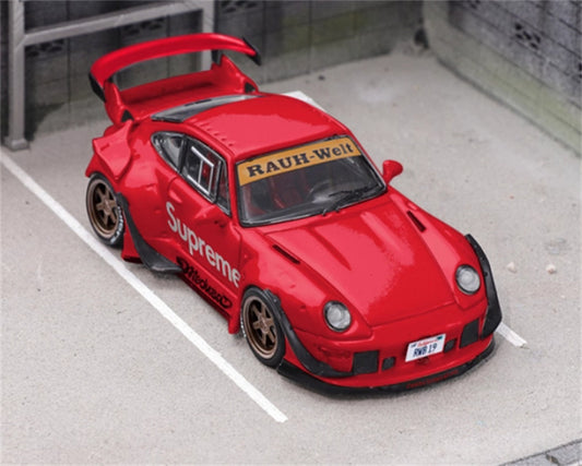 Star Model Porsche RWB 993 GT Tail Wing Edition Red w/ Figure (Accessories package+jack) 1:64 Car Pre-built Model view1