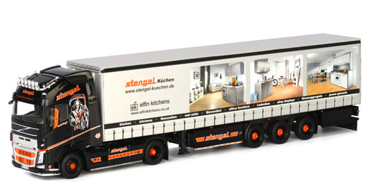 WSI VOLVO FH4 GLOBETROTTER 4X2 CURTAINSIDE TRAILER - 3 AXLE Stengel 1:50 Truck Pre-built Model