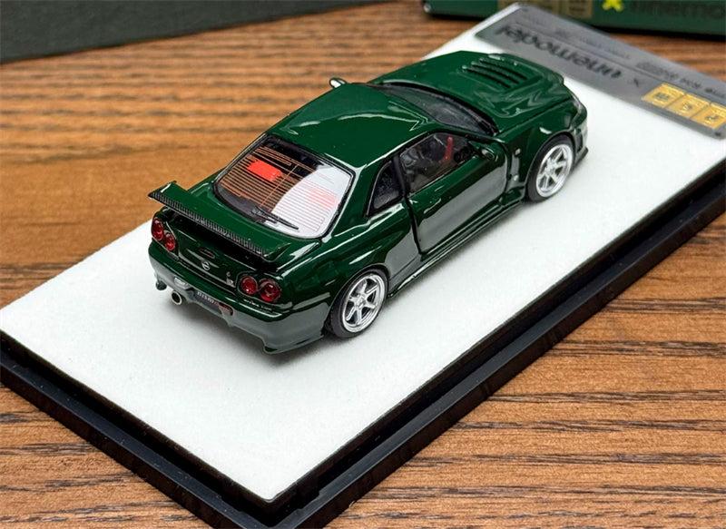 1:64 Nissan GTR R34 Nismo Z-Tune  UK Green PGM x onemodel Standard Edition Limited Edition 999PCS ONLY DIECAST Model