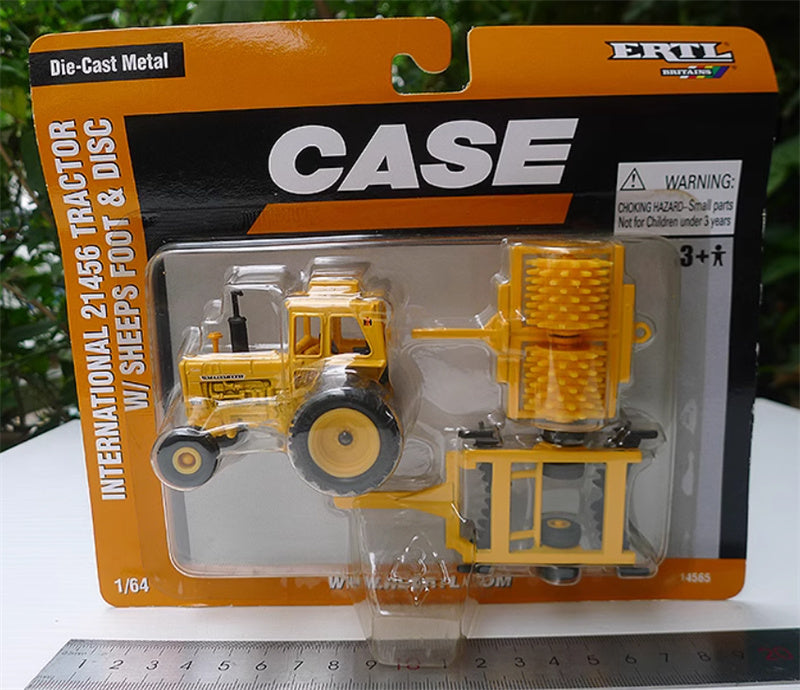 ERTL CASE IH INTERNATIONAL 21456 TRACTOR W/ SHEEPS FOOT & DISC Yellow 1:64 Truck Pre-built Model