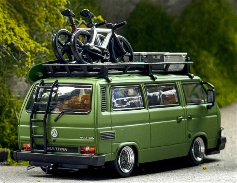 Mortal VW T3 Magway van BBS Low lying version olive drab - with Accessories 1:64 Car Pre-built Model view4