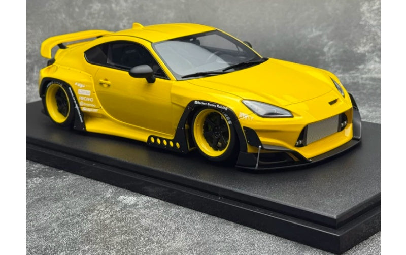 1:18 Toyota GR86 Yellow Rocket Bunny GT Spirit PANDEM Wide Body Resin Car Model