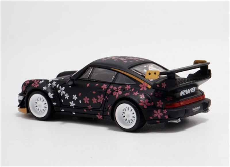1:64 Porsche 911 RWB964 Matte Black with Cherry Blossom BSC DIECAST Limited Edition 499pcs ONLY Model