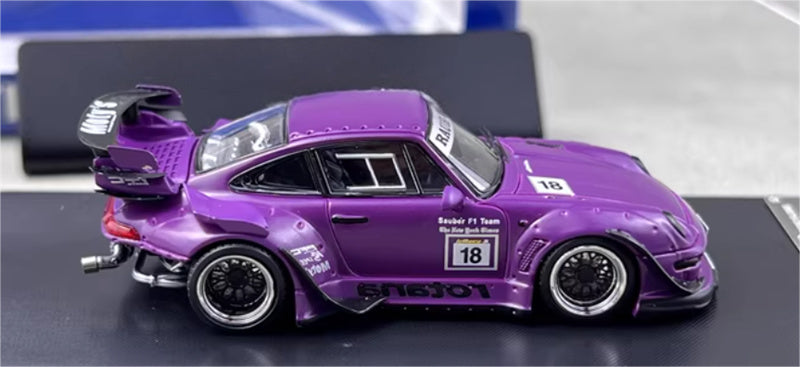 SW Porsche RWB 993 Rotana Matte Purple Race Track Special Edition No.18 Limited Edition 499PCS ONLY 1:64 car Pre-built Model view4