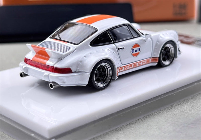 FAST & SPEED Porsche RWB 964 Duck Wing White - Gulf Limited Edition 499PCS ONLY 1:64 Car Pre-built Model view4