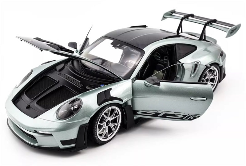 1:18 PORSCHE 911 (992) GT3 RS 2023 Silver Carbon Cover  MINICHAMPS  DIECAST Car Model