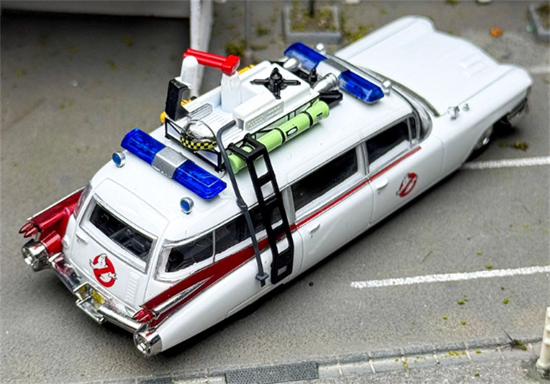 YS Model Cadillac Miller Ecto-1 first generation White 1:64 Car Pre-built Model view7