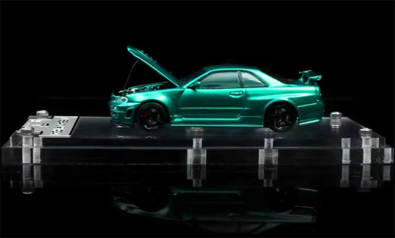 TIME TOP Nissan GTR R34 Metal Green Limited Edition 999PCS ONLY 1:64 Car Pre-built Model view3