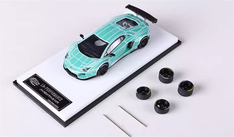 KING MODEL Lamborghini LP700 AVENTADOR Burst Pattern Luminous Edition Electroplated Green 1:64 Car Pre-built Model view1