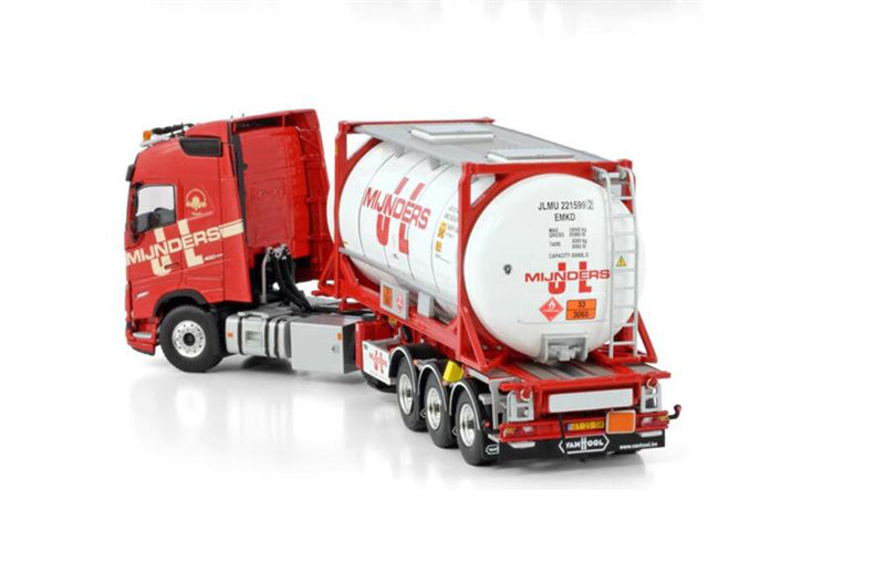 WSI VOLVO FH5 GLOBETROTTER 4X2 CONTAINER TRAILER - 3 AXLE +20FT TANK CONTAINER J.L. MIJNDERS TRANSPORT 1:50 Truck Pre-built Model