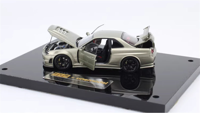 1:43 Nissan GTR Nismo R34 Z-TUNE  Emerald Green  PGM x onemodel Deluxe Edition Black base Limited Edition 688PCS ONLY DIECAST Car Model