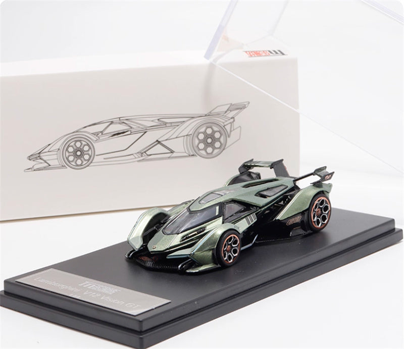 LeManFang Lamborghini V12 Vision VGT Concept Car Metal Green 1:64 Car Pre-built Model view6