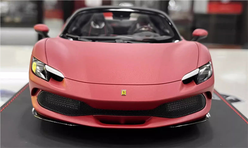 BBR MODELS Ferrari 296GTS convertible Matte Red Black Wheel Red caliper Leather base Limited Edition 1:18 Car Pre-built Model view9