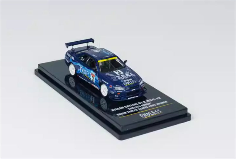 INNO64 2002 Nissan Skyline GT-R R34 #3 Blue 1:64 car Pre-built Model view3