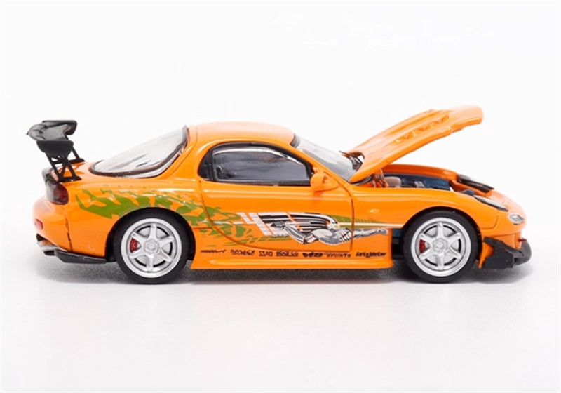 1:64 Mazda RX-7 RE Amemiya‌ Orange with Graphics BSC DIECAST Limited Edition 499pcs ONLY Model