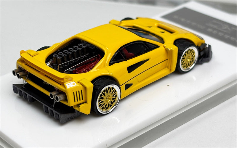 Autobots Models Ferrari F40 Yasid sports car Explosive redesign Yellow - Gold Wheel 1:64 Car Pre-built Model view2