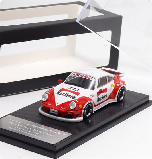 mymodelcollect Porsche RWB 930 Red and White Marlboro Limited Edition 999PCS ONLY RAUH - Welt 1:64 Car Pre-built Model view2