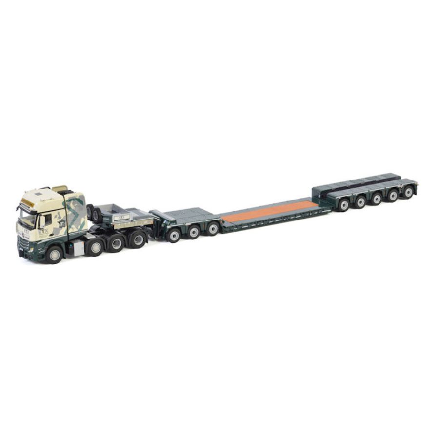 WSI  MB ACTROS MP4 SLT GIGA SPACE 8X4 LOW LOADER-5 AXLE DOLLY-3 AXLE TRANSPORT KTX 1:50 DIECAST Truck