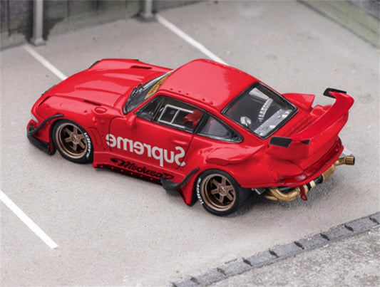 Star Model Porsche RWB 993 GT Tail Wing Edition Red w/ Figure (Accessories package+jack) 1:64 Car Pre-built Model view2