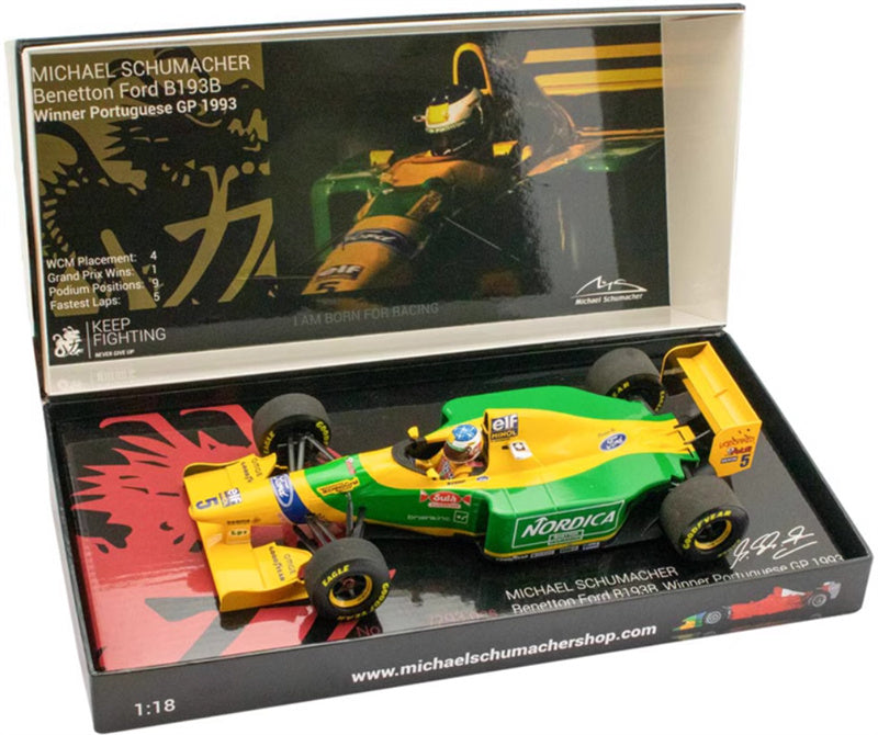 MINICHAMPS Benetton Ford B193B Winner Portuguese GP 1993 Schumacher #5 1:18 DIECAST Car