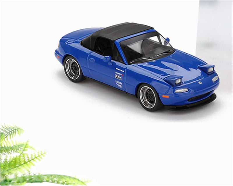 MINIGT Mazda Miata MX-5 NA Tuned Version Dark Blue color box packaging 1:64 Car Pre-built Model view4