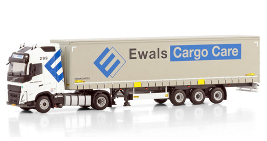 WSI VOLVO FH5 GLOBETROTTER XL 4X2 CURTAINSIDE TRAILER - 3 AXLE Ewals Cargo Care 1:50 Truck Pre-built Model