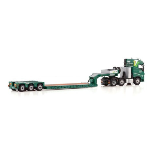 1:50 VOLVO THEVENON FH5 6X2 LOW LOADER 3 AXLE WSI Green Diecast Model