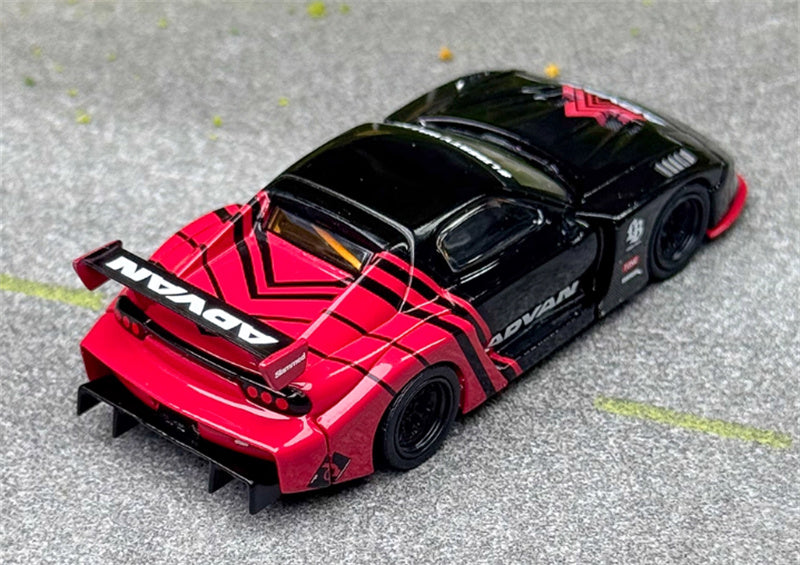 MINIGT Mazda RX-7 LB-Super Silhouette Advan black and red coating color box packaging 1:64 Car Pre-built Model view4